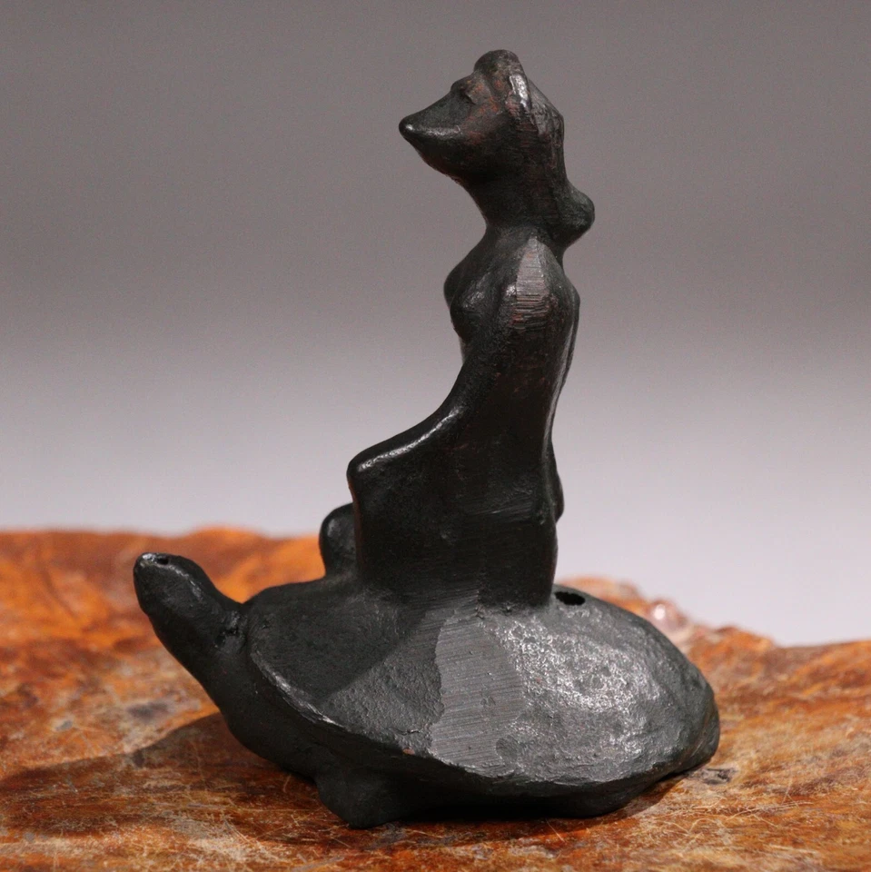 Cuentagotas de agua japonés Iron Kappa montando una tortuga contenedor caligrafía Meiji Foto 3 de 4