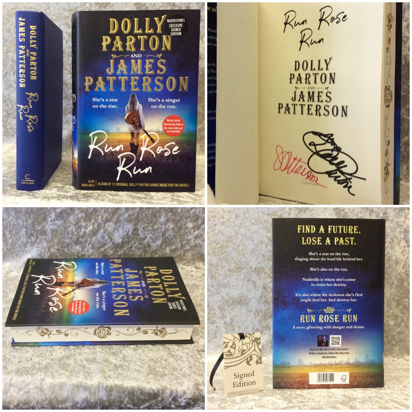 James Patterson & DOLLY PARTON SIGNED Run Rose Run 1st Edition HBK
