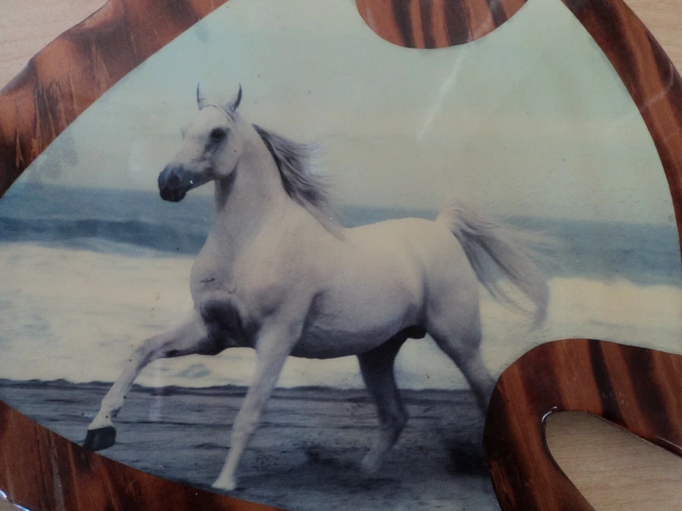 Lot of 2 Vintage Handmade Wood Horse Plaque Rustic Decor Picture - Image 2 of 4