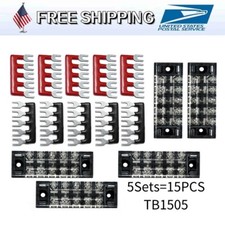 15pcs 5 Sets 5 Positions Dual Row Screw Terminal Strip Blocks 600V 15A