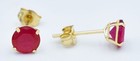 GENUINE 1.34 Cts RUBY STUD EARRINGS 14K YELLOW GOLD - Free Appraisal Service — photo 2