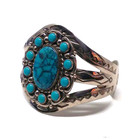 Vintage Bell Trading Post Nickel Silver Simulated Turquoise Cuff Bracelet Size 7 — photo 3