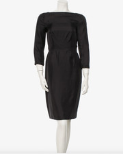Prada Black 100% Silk Dress | 3/4 Sleeves & Open Back | XS 2 38