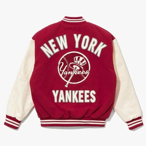 Herren NY Yankees Baseball dunkelrot College Jacke - Bild 2 von 5