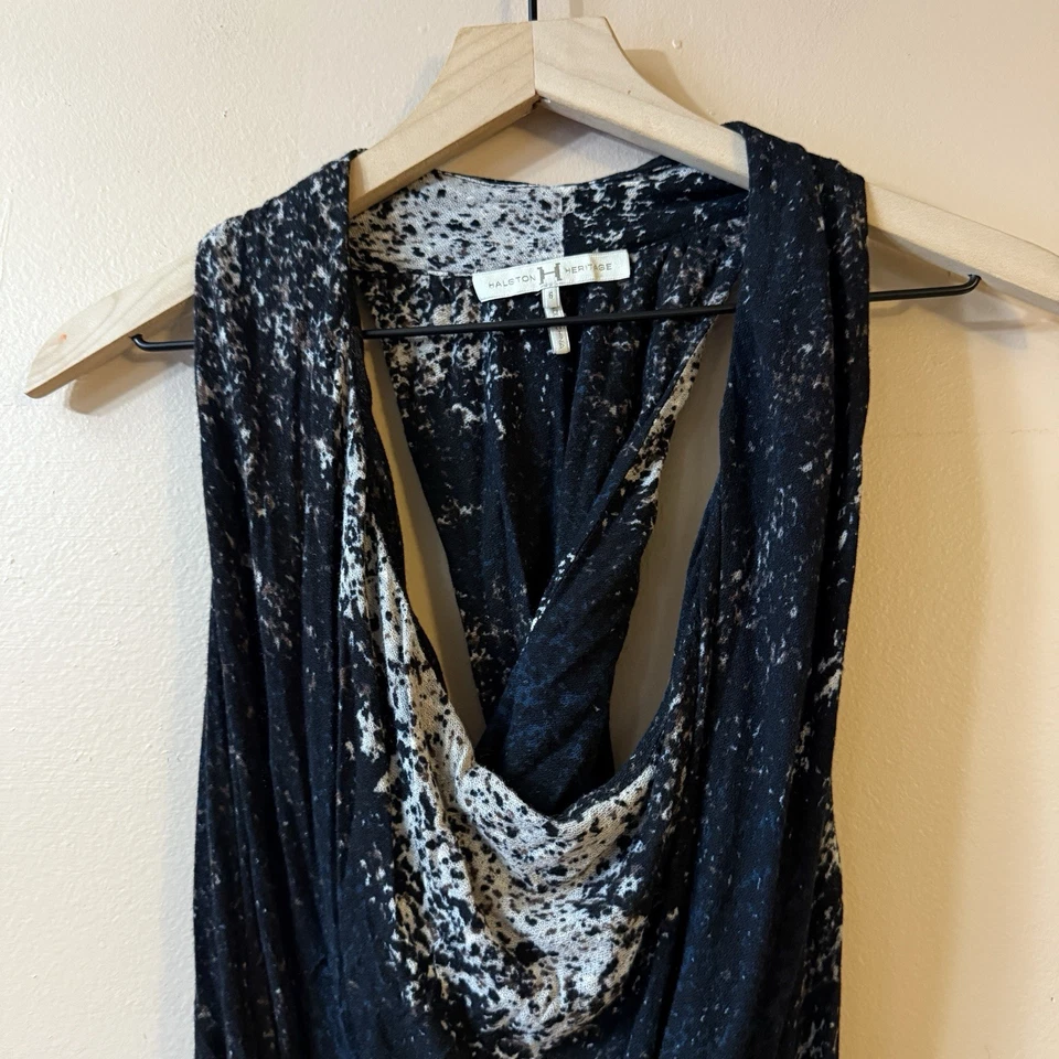 Mini Vestido Halston Heritage Para Mujer Talla 6 Y2K Halter Drapeado Asimétrico Club Foto 3 de 4