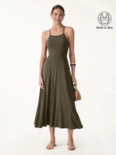 OGL Soft Linen Knit Spaghetti Midi Bra Dress - Chose your favorite