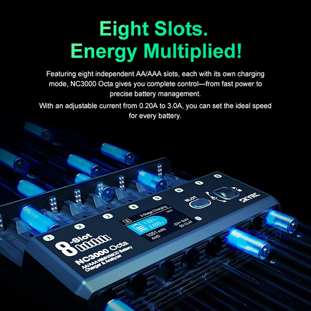 SKYRC NC3000 Octa NiMH NiCD Battery Charger 8-Slot 48W AA/AAA