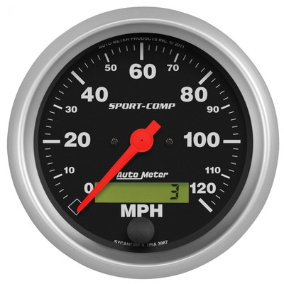 AutoMeter 3987 Sport-Comp Series 3-3/8'' Speedometer Gauge, 0-120 MPH