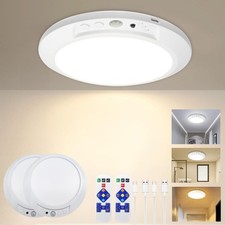 2Pack Rechargeable Motion Sensor Ceiling Light with Remote, 3 Color Wireless ...