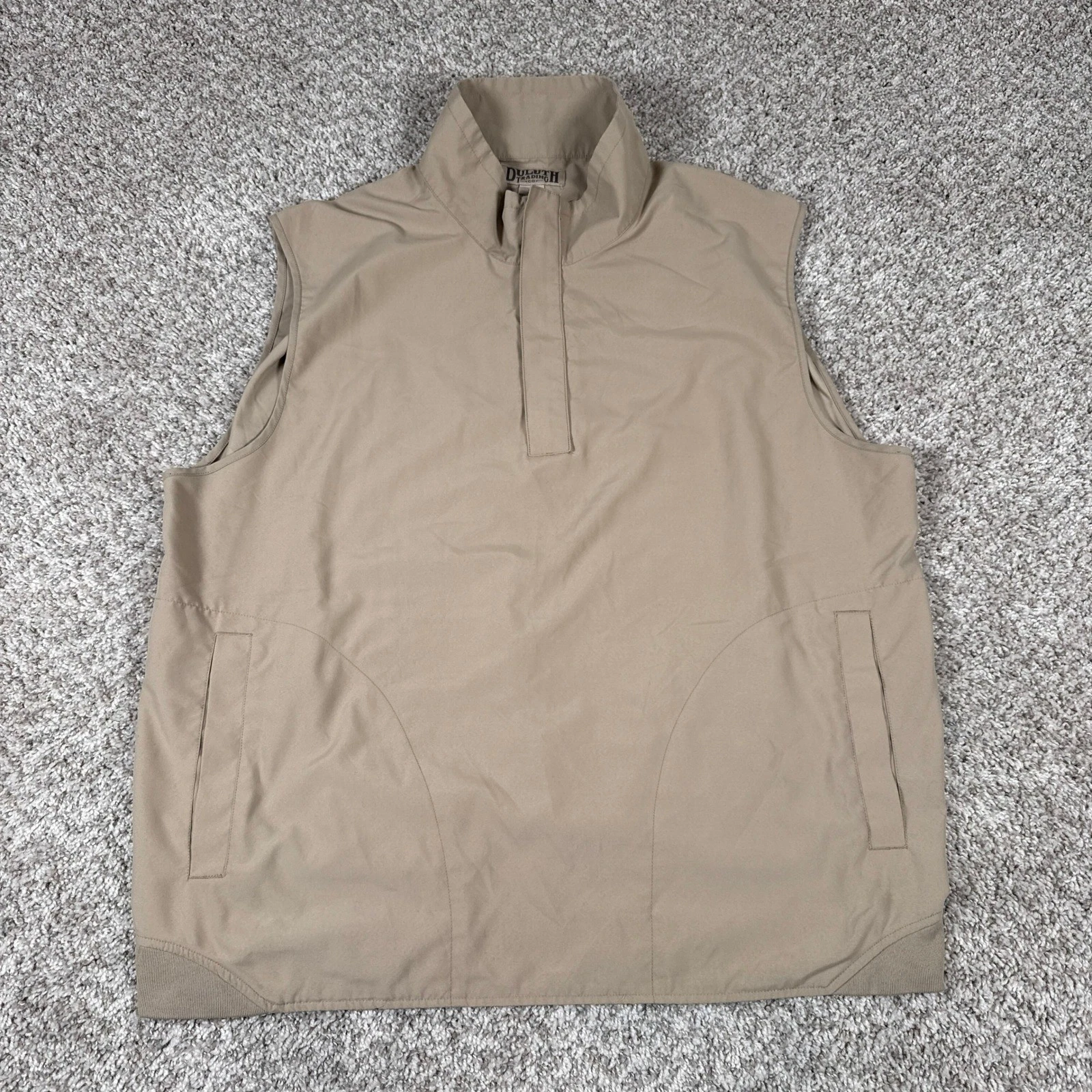 Duluth Trading Co Quarter Zip Vest Mens XL Tan Lightweight Outdoor Gorpcore