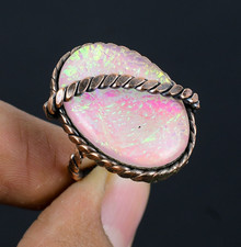 Australian Triplet Opal Handmade Gemstones Copper Wire Wrap Amazing Jewelry Ring