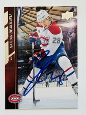Nathan Beaulieu Canadiens Autographed 2015-16 Upper Deck Hockey Card #101 COA