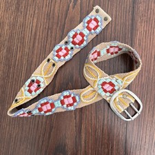 JENNY KRAUSS Colorful Embroidered Wool Belt Women's S - Made in PERU