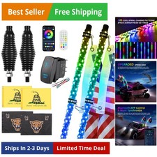 2 Pack 3FT Whip Lights with Spring Base,LED Whip Light with App Remote Cont...