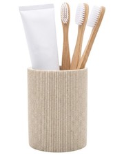 Tall Sand Beige Toothbrush Holder for Bathroom Countertop, 13oz