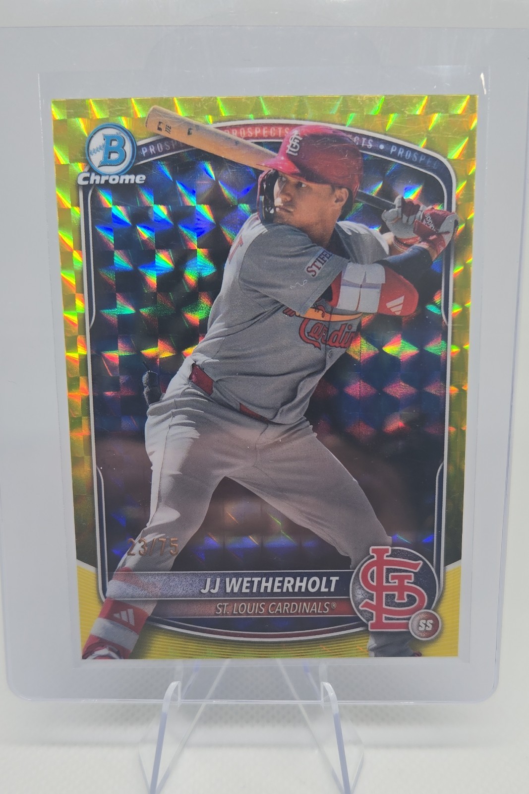 2025 Bowman - Chrome JJ Wetherholt #BCP-22 Yellow Geometric Refractor /75 (RC)