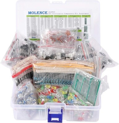 1818PCS DIY Electronics Kit with LEDs, Transistors & More for Creative Projects