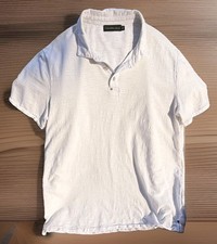 Calvin Klein Jeans Men's White Solid Short Sleeve Collared Button Polo Shirt L