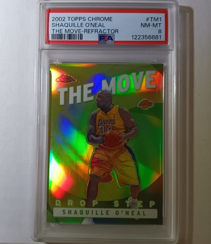 2002 TOPPS CHROME THE MOVE REFRACTOR Shaquille O'neal PSA 8