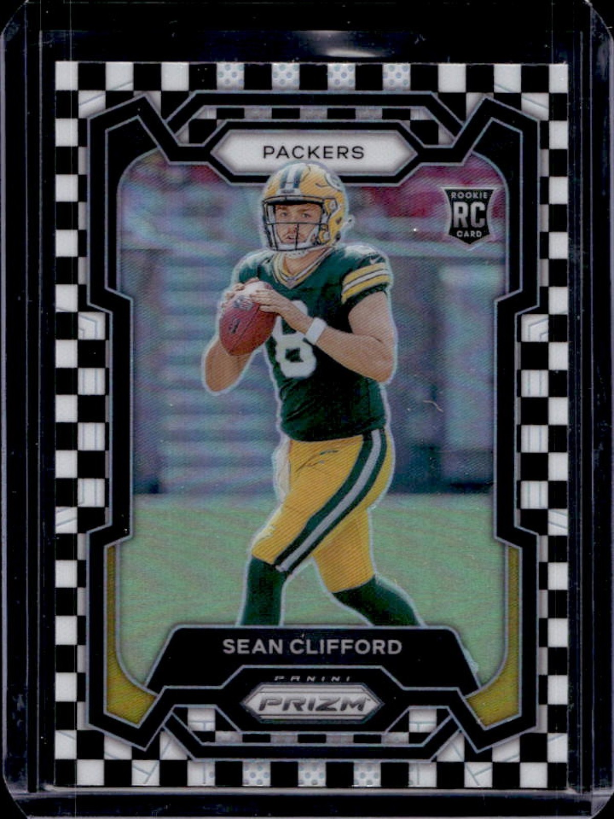 2023 Prizm Sean Clifford RC Black and White Checker Rookie #338 Packers