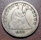 1891-S Seated Liberty Quarter VG Very Good Orig. Toning No Issues 25c Type Coin