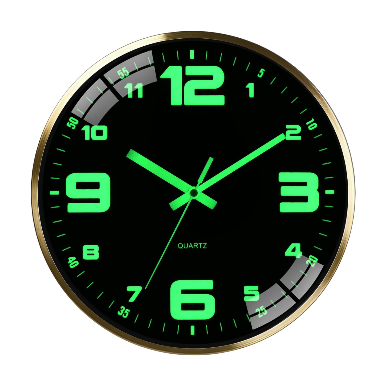 12inch Digital Wall Clock Silent Operation Large Font Metal Frame AA Battery