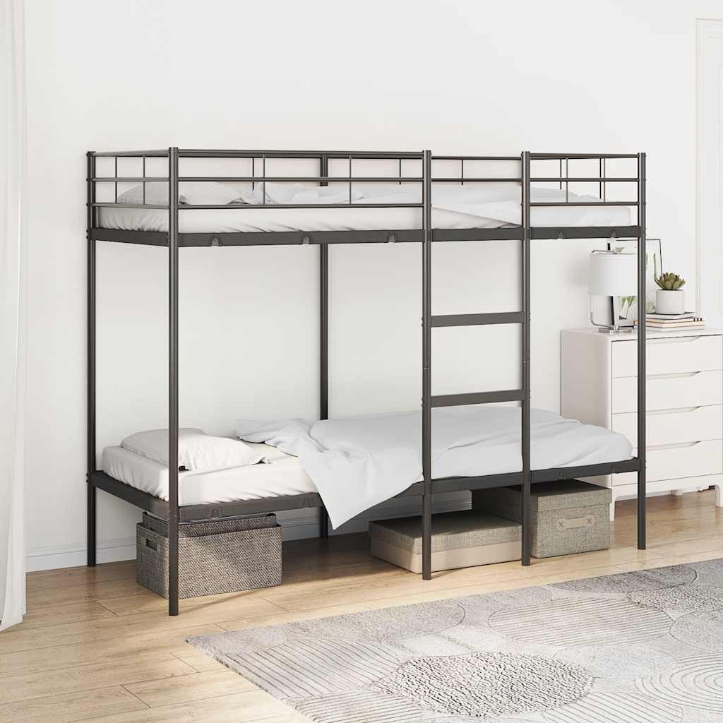 Letto a Castello senza Materasso Nero 80x200 cm in Acciaio 2805563