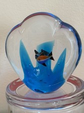 Vintage Murano Style Art Glass Double Sided Fish Aquarium Paperweight
