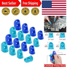 16 Silicone Finger Tips - Anti-Slip Grip Protectors in 4 Sizes - Blue  Aqua