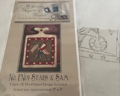 With Thy Needle & Thread PN179 STARS & SAM Punch Needle Pattern & Printed Fabric