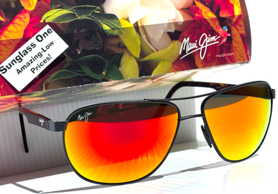 Maui Jim CASTLES Matte Black Varnish POLARIZED Lava GLASS Sunglass