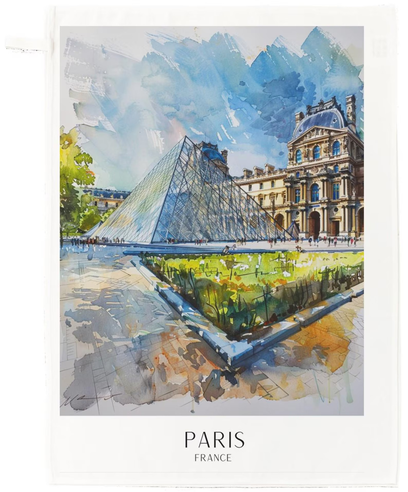 Paris France Cotton Tea Towel – Louvre Pyramid Design