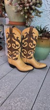 Vintage Tony Lama Womens Western Cowboy Boots Size 5.5 Brown Leather