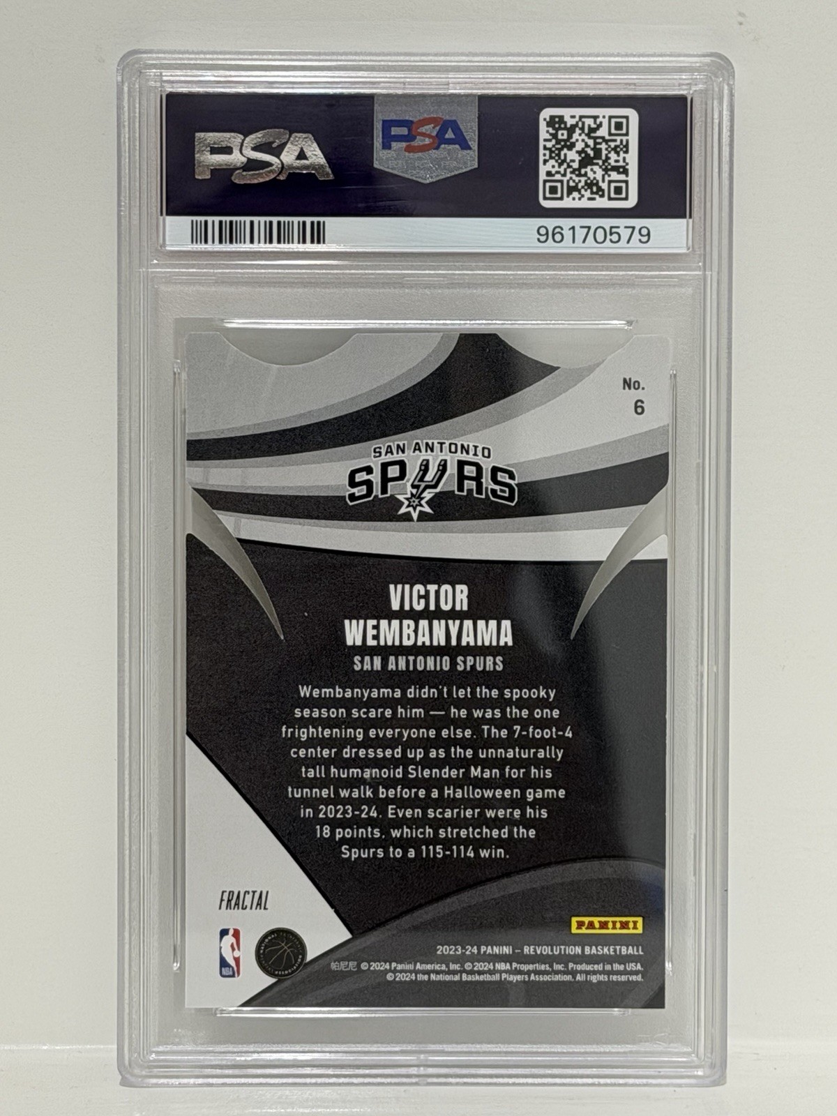 2023 Panini Revolution Victor Wembanyama Liftoff! Fractal #6 PSA 10 view 2