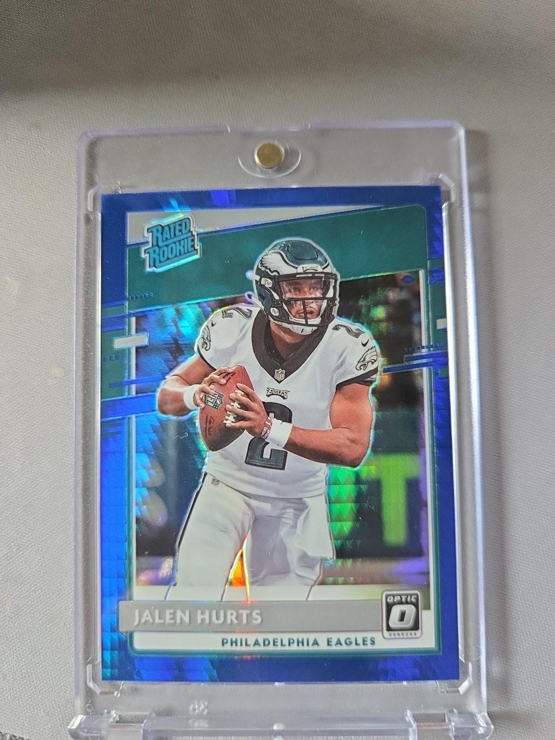 2020 Panini Donruss Optic Rated Rookies Jalen Hurts #164 Blue Scope Prizm RC