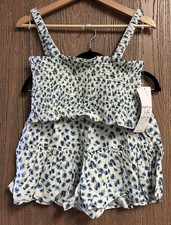 Vanilla Star Junior Skirty Short 2-pc Set In Blue Floral Size M New