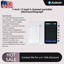 7" Touch Screen 12-Lead 3-Channel Portable ECG Machine Electrocardiograph