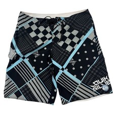 Vintage Y2k Quiksilver Board Shorts Surf Blue Graphic Print Swim Trunks Mens XL