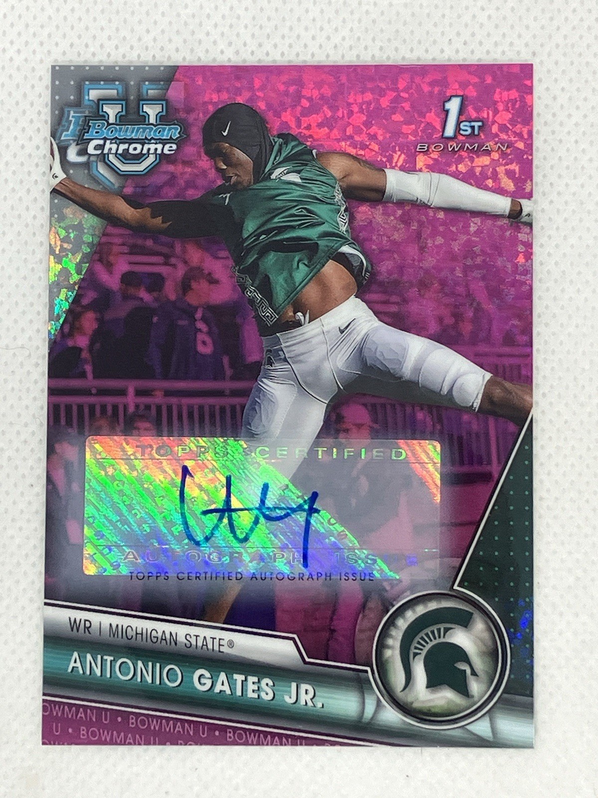 2023 Bowman U Chrome Football Antonio Gates Jr. 174 Pink Mini Diamond Auto /150