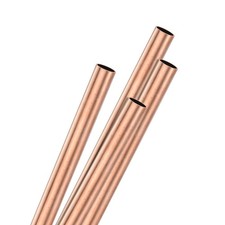 4-Pack Copper Round Tube, 7mm OD 0.5mm Thick 200mm Length Straight Pipe Tubing