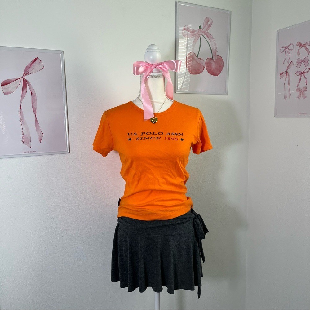 Vintage Y2K U.S. Polo Assn Orange Baby Tee Womens Size Medium