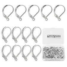 100Pcs Silver Filled Leverback Earwires French Earring Hooks,Hypoallergenic D...