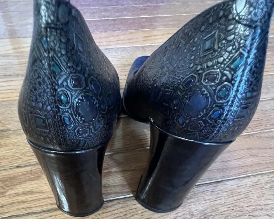 Tacones detallados de cuero Gianmarco Lorenzi hechos en Italia Foto 3 de 4
