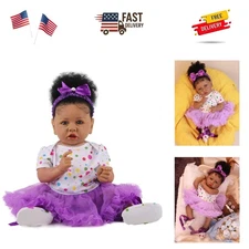 Lifelike Reborn Baby Dolls with Soft Body African American Realistic Girl Dol...