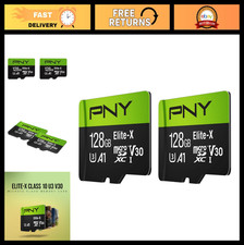 PNY 128GB Elite-X  Class 10 U3 V30 A1 microSDXC Flash Memory Card - Up to 100MB/
