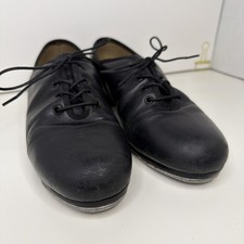 Vintage Capezio Black Leather Tele Tone Tap Single Screw Sz 7.5 Gold Series CG09