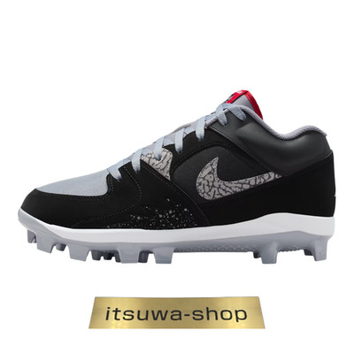 Nike Air Jordan Stadium 90 Low MCS Black Red Cement Grey White Cleats HQ0211 060