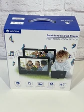 Wonnie W-101M Dual 10.6” Portable DVD Player Used Tested Car Charger AV Cables