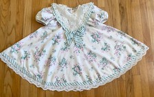 Vintage 80s Girl's MINI MOUCHE Party Dress Size 4 Lace Collar Flowergirl
