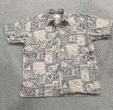 Cooke Street Honolulu Shirt Mens Medium Blue Beige Hawaiian Aloha Made in USA